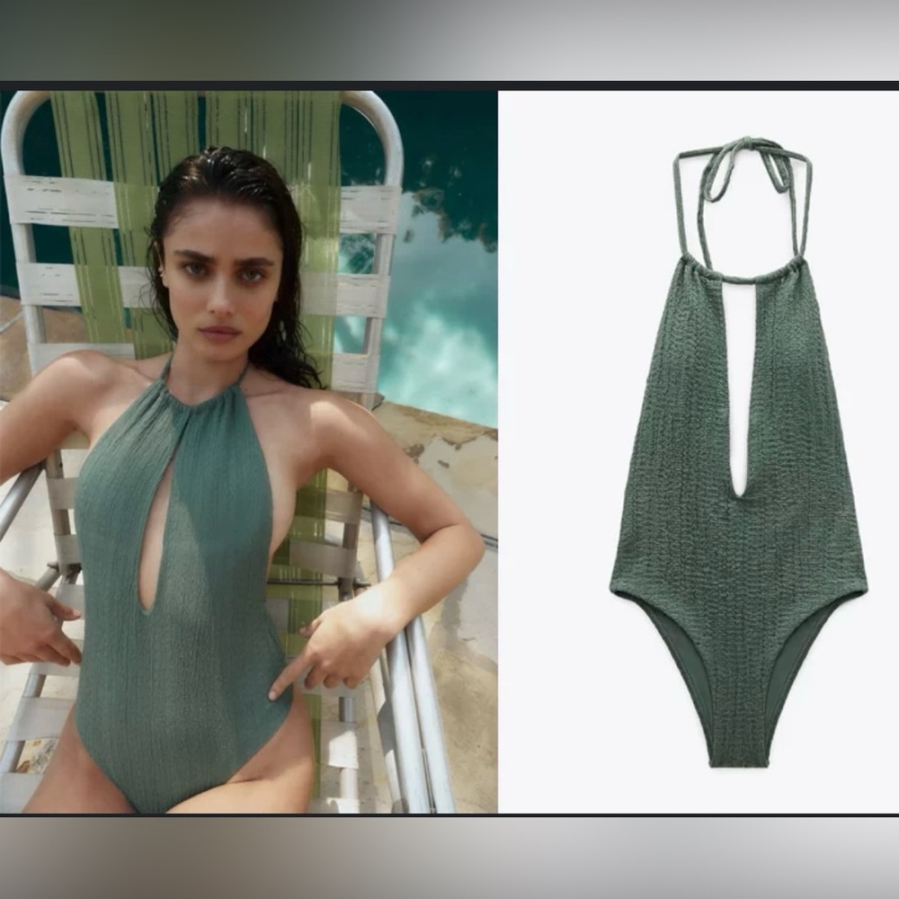 Zara swimsuit size L green